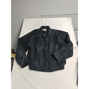 Vintage Timber Trail Jacket Mens Black Suede Leather Bomber Full Zip Lined XL